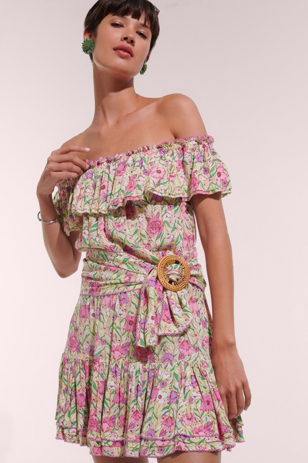 MINI DRESS BELLA V CK - GREEN PETUNIA