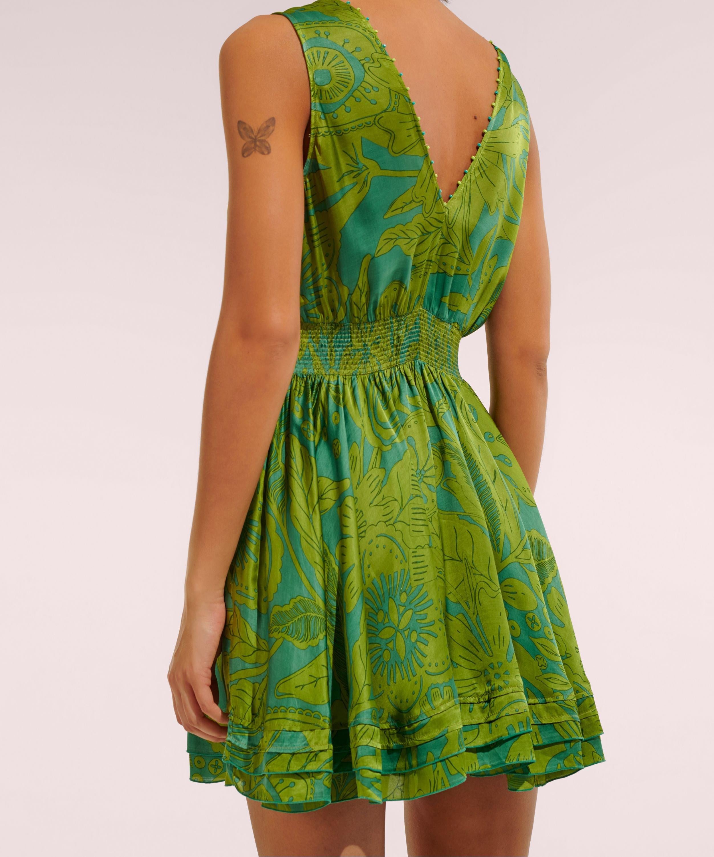 Mini Dress Bessie - Green Gauguin