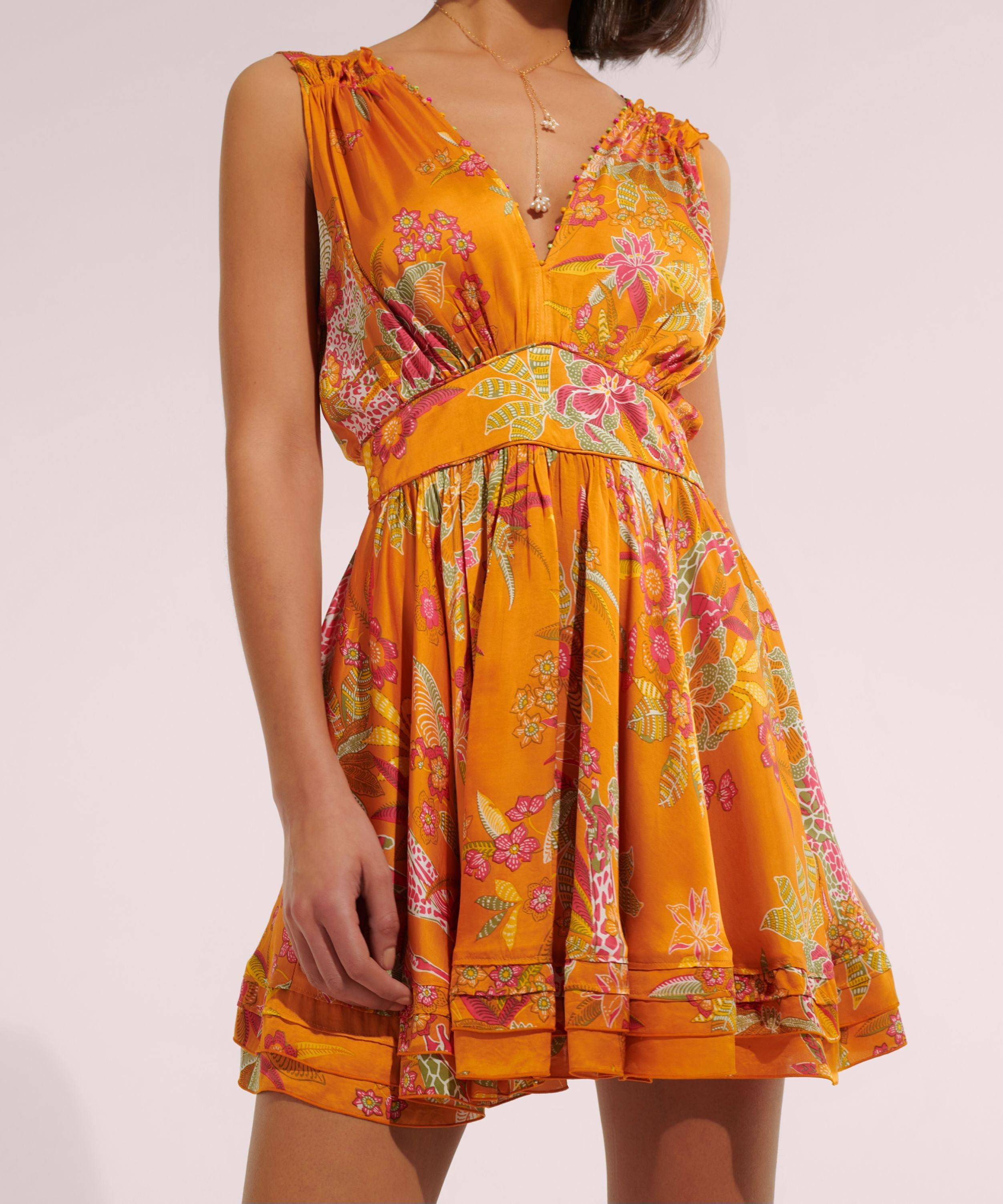 Mini Dress Bessie - Orange Leo Forest