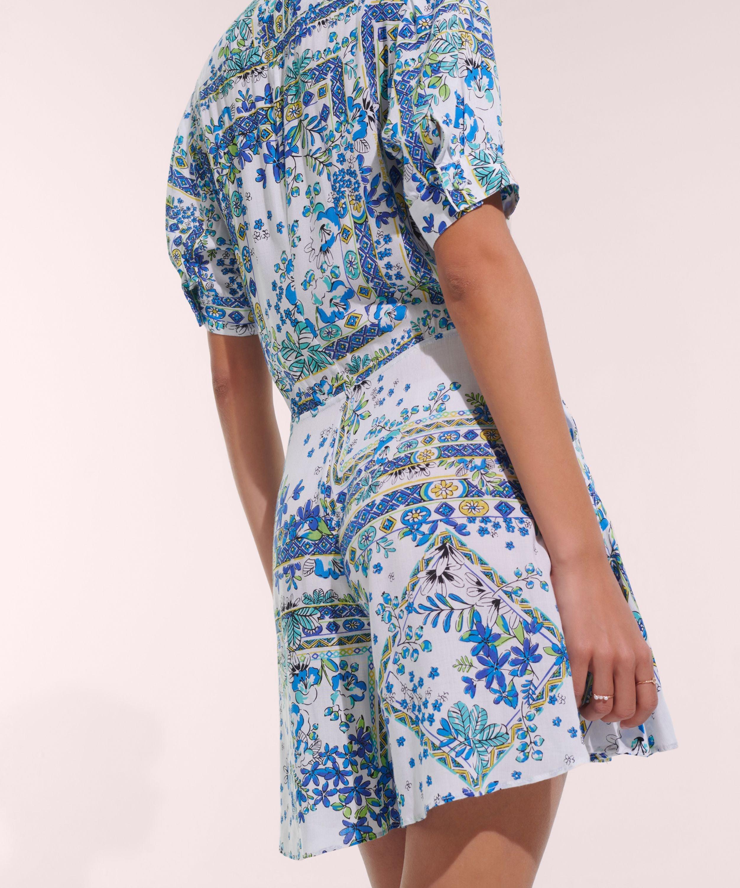 Mini Dress Bettina - Blue Foulard