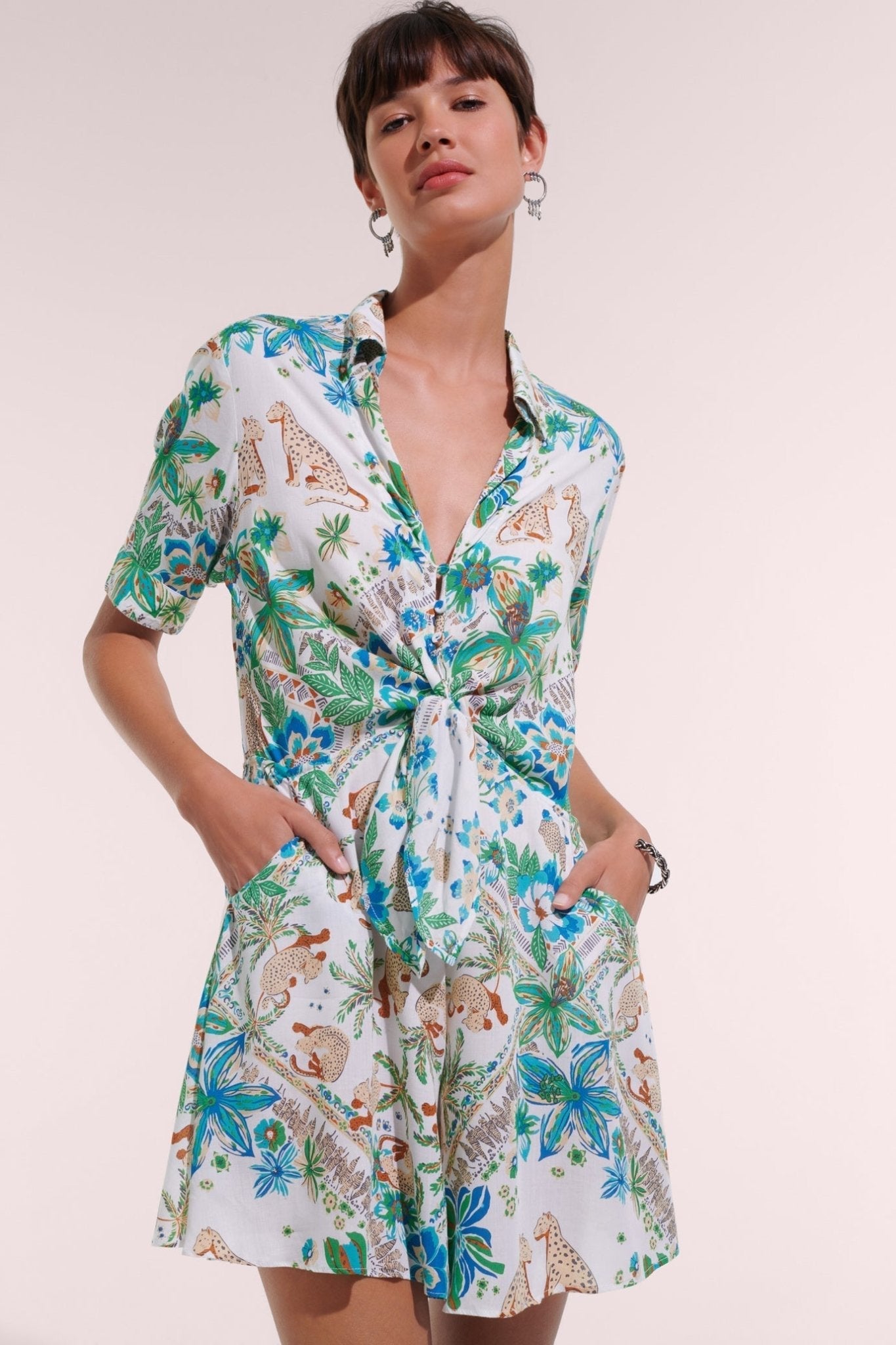 Mini Dress Bettina - Blue Leo Foulard