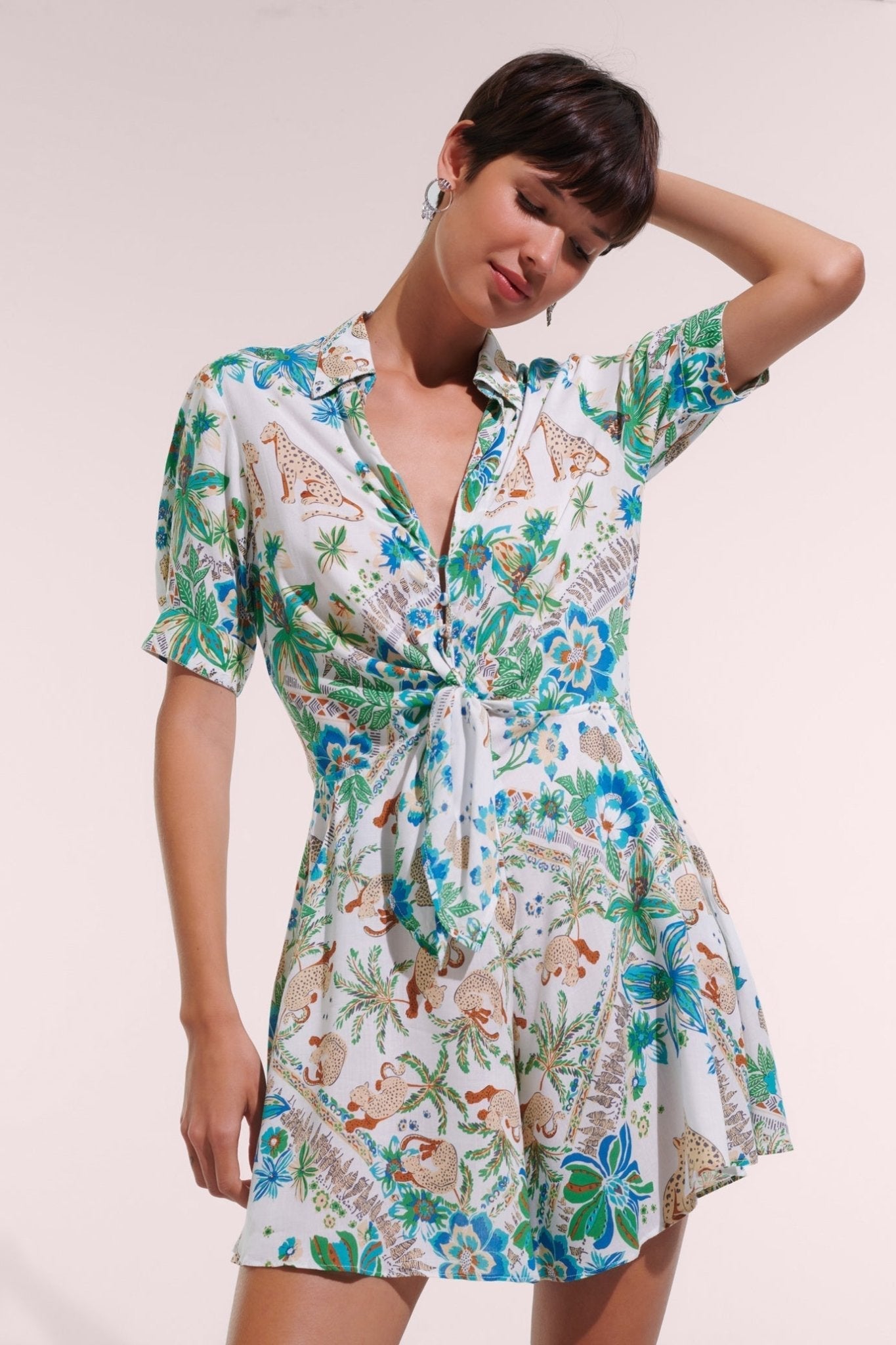 Mini Dress Bettina - Blue Leo Foulard
