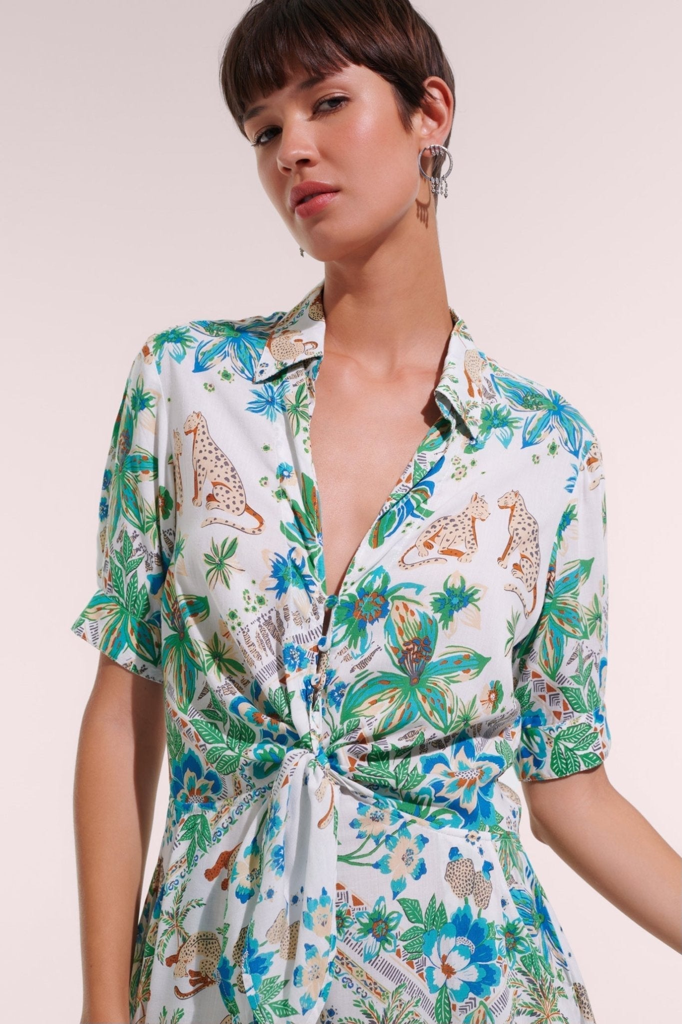 Mini Dress Bettina - Blue Leo Foulard