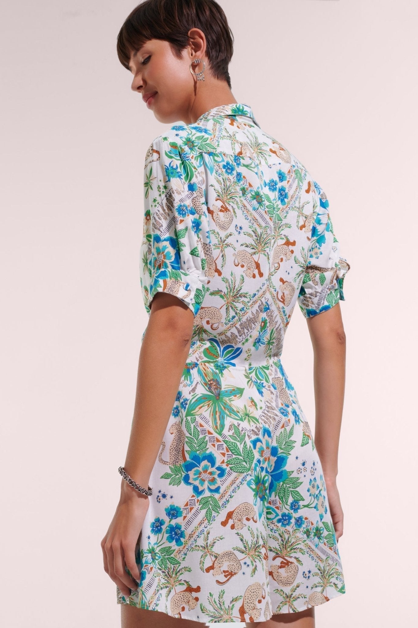 Mini Dress Bettina - Blue Leo Foulard