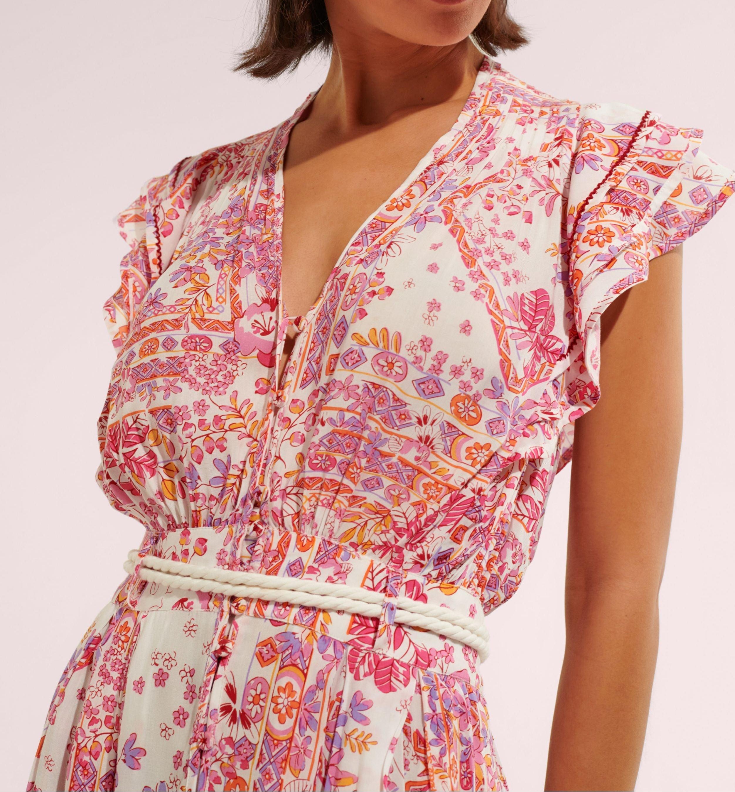 Mini Dress Bice - Pink Foulard