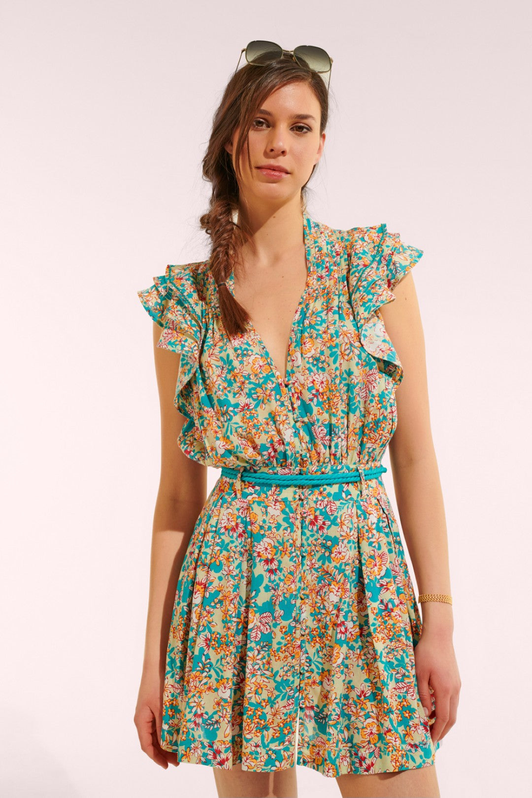 MINI DRESS BICE V - GREEN SWEET BELL