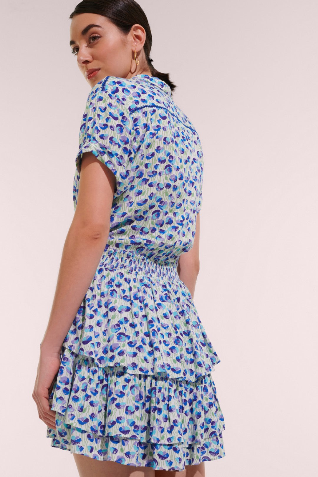 MINI DRESS BRENDA V - WHITE BLUE ALAMY