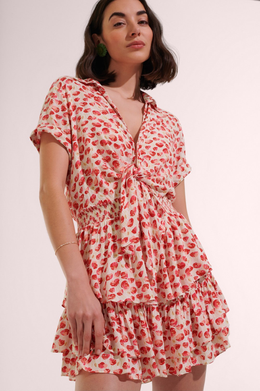 MINI DRESS BRENDA V - WHITE RED ALAMY