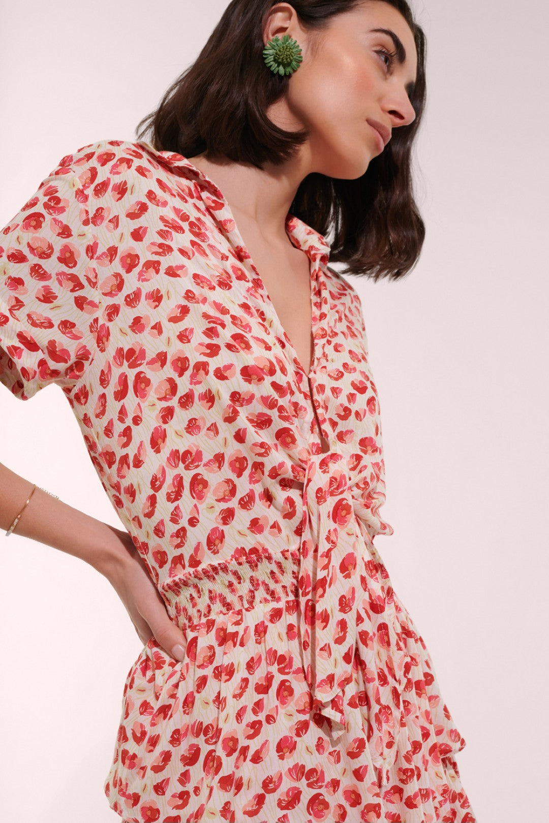 MINI DRESS BRENDA V - WHITE RED ALAMY