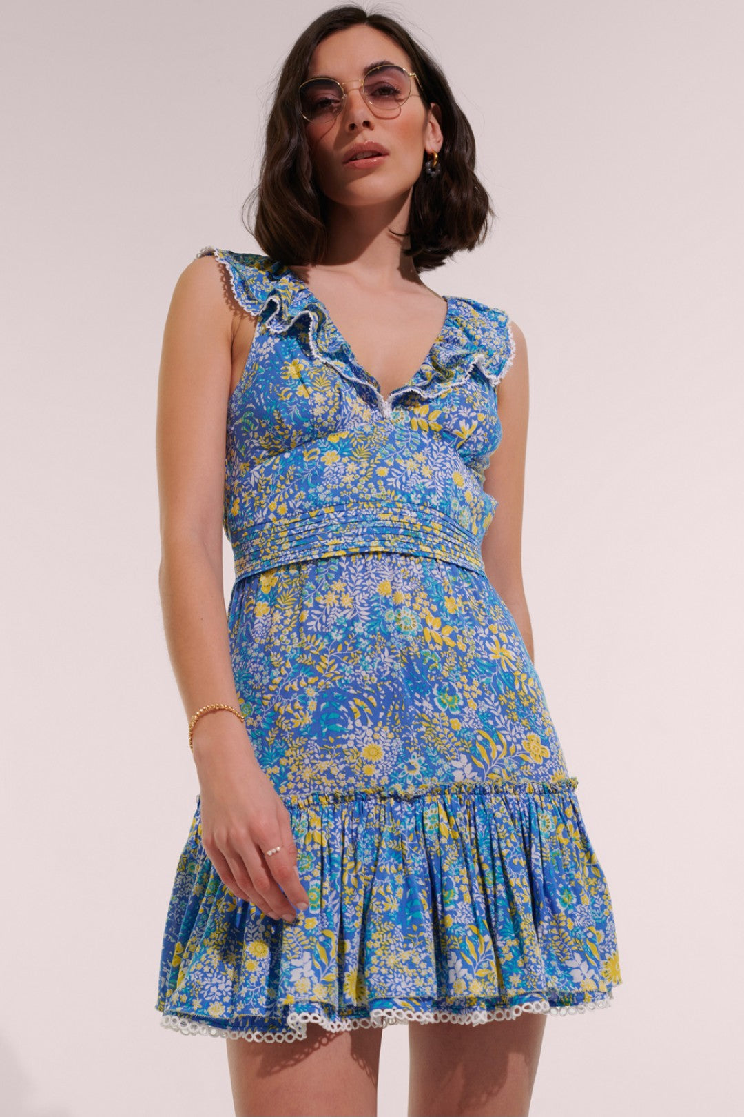 MINI DRESS BRUNA V - BLUE COROLLE