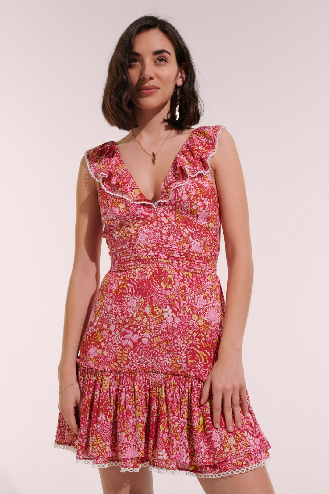 MINI DRESS BRUNA V - PINK COROLLE