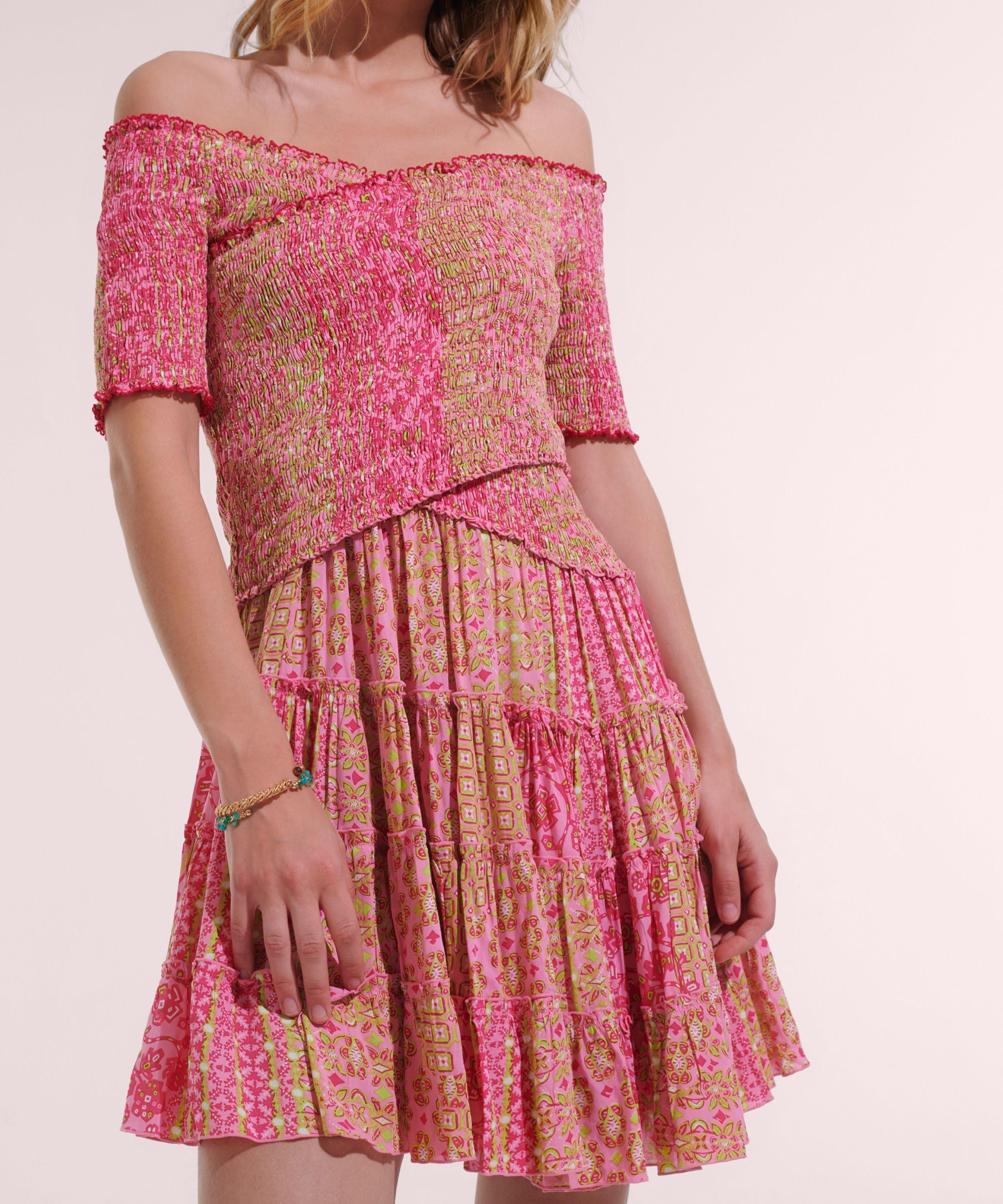 Mini Dress Soledad - Pink Verti Batik