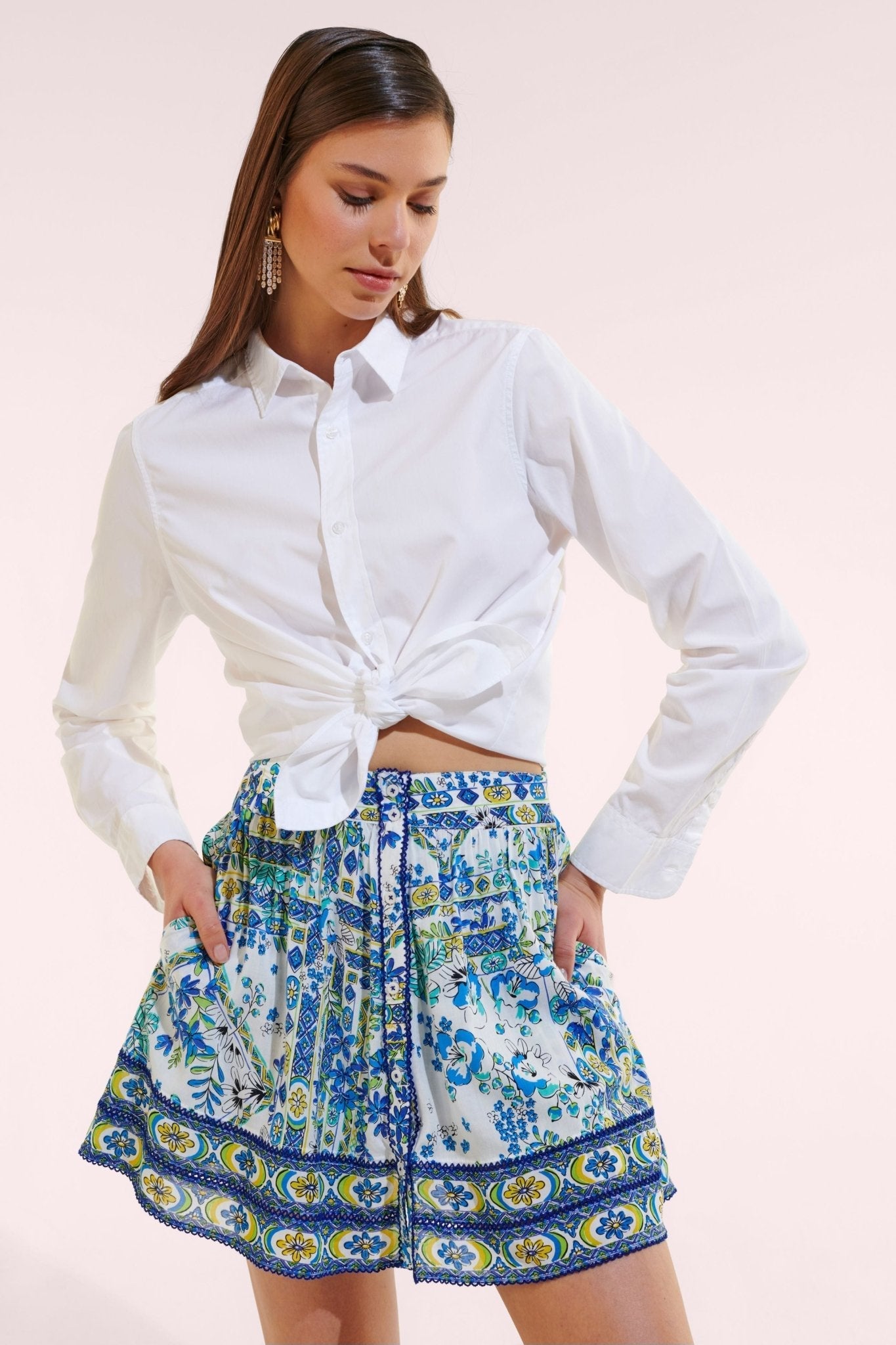 Mini Skirt Reine - Blue Foulard