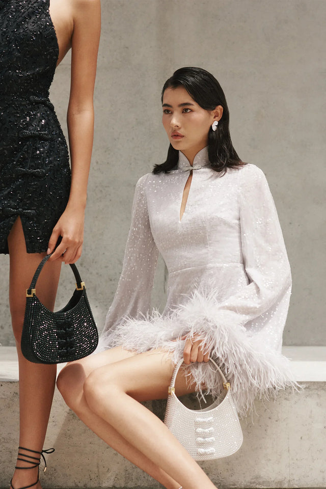 Mini Sau Crystal Mini Bag - Silver