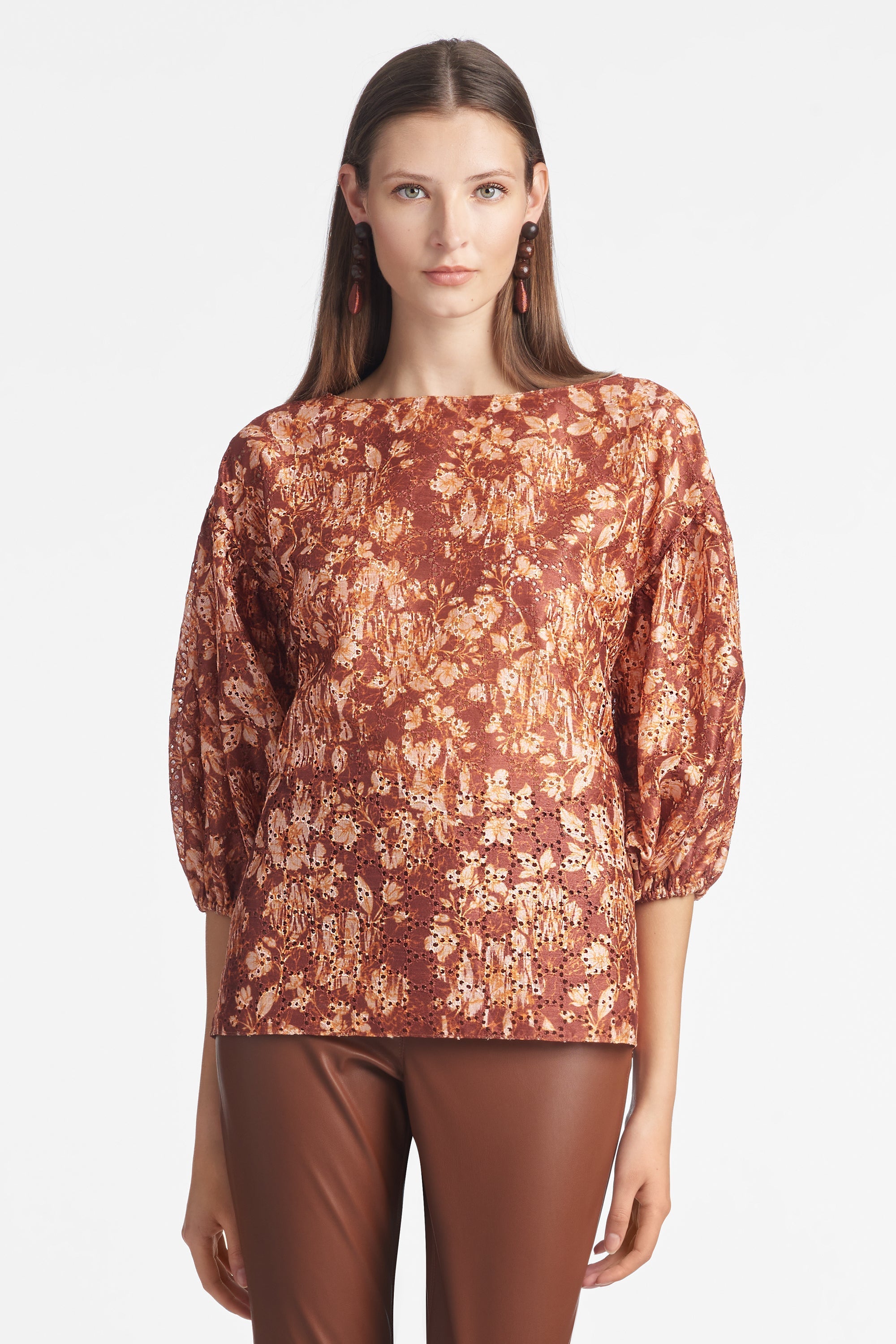 Mallory Blouse - Burgundy Peony Floral - Final Sale