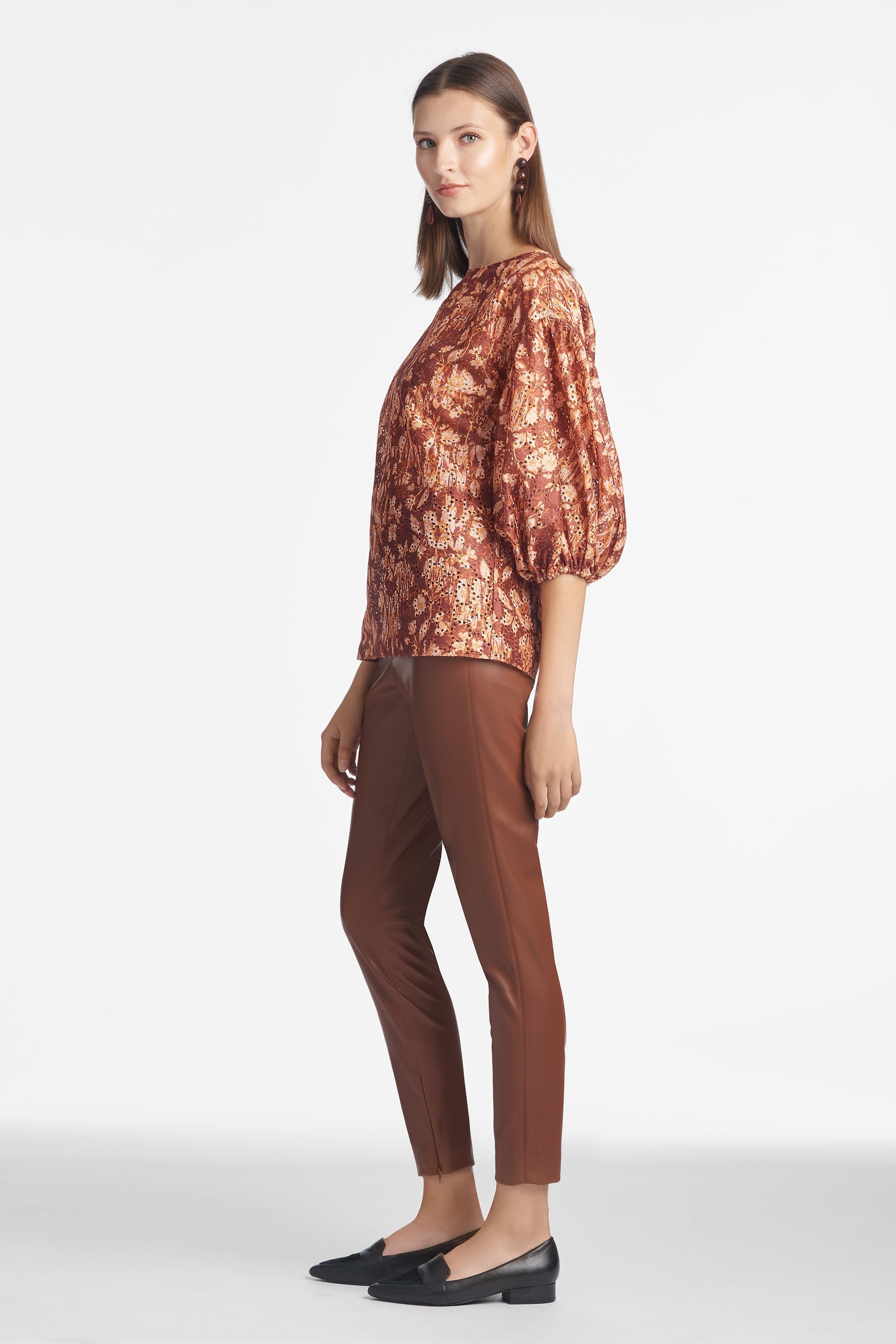 Mallory Blouse - Burgundy Peony Floral - Final Sale