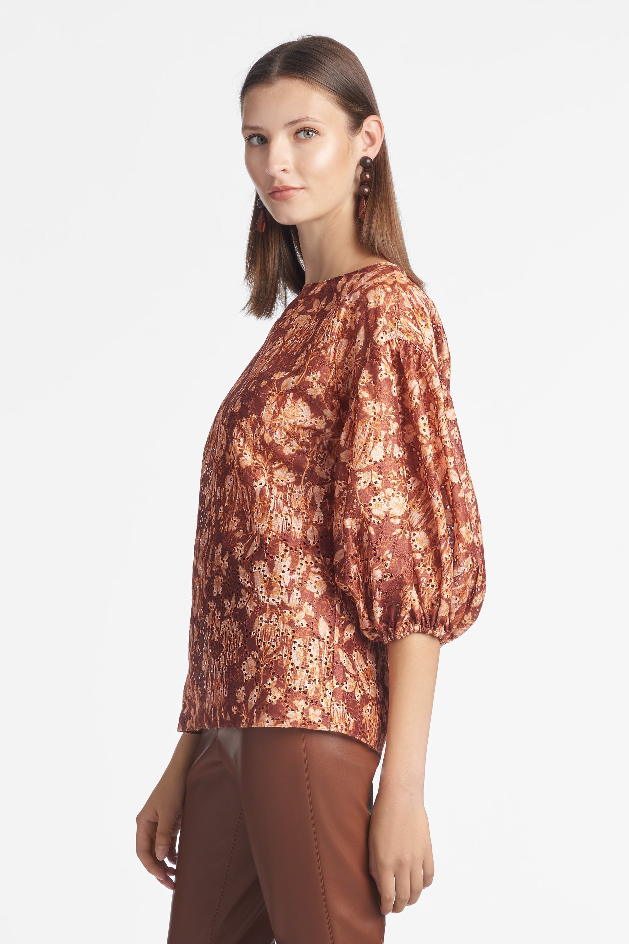 Mallory Blouse - Burgundy Peony Floral - Final Sale