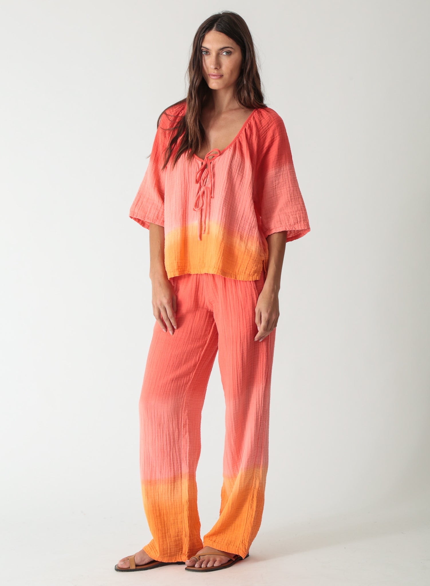 Beach Gauze Pant - Ombré Tomato