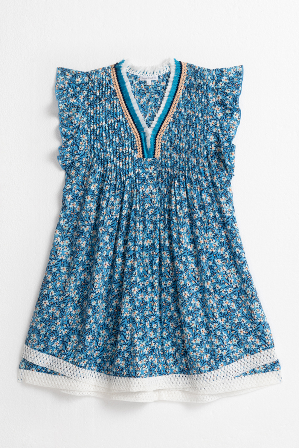 Mini Dress Sasha Kids V Blue Paquerette Viscose