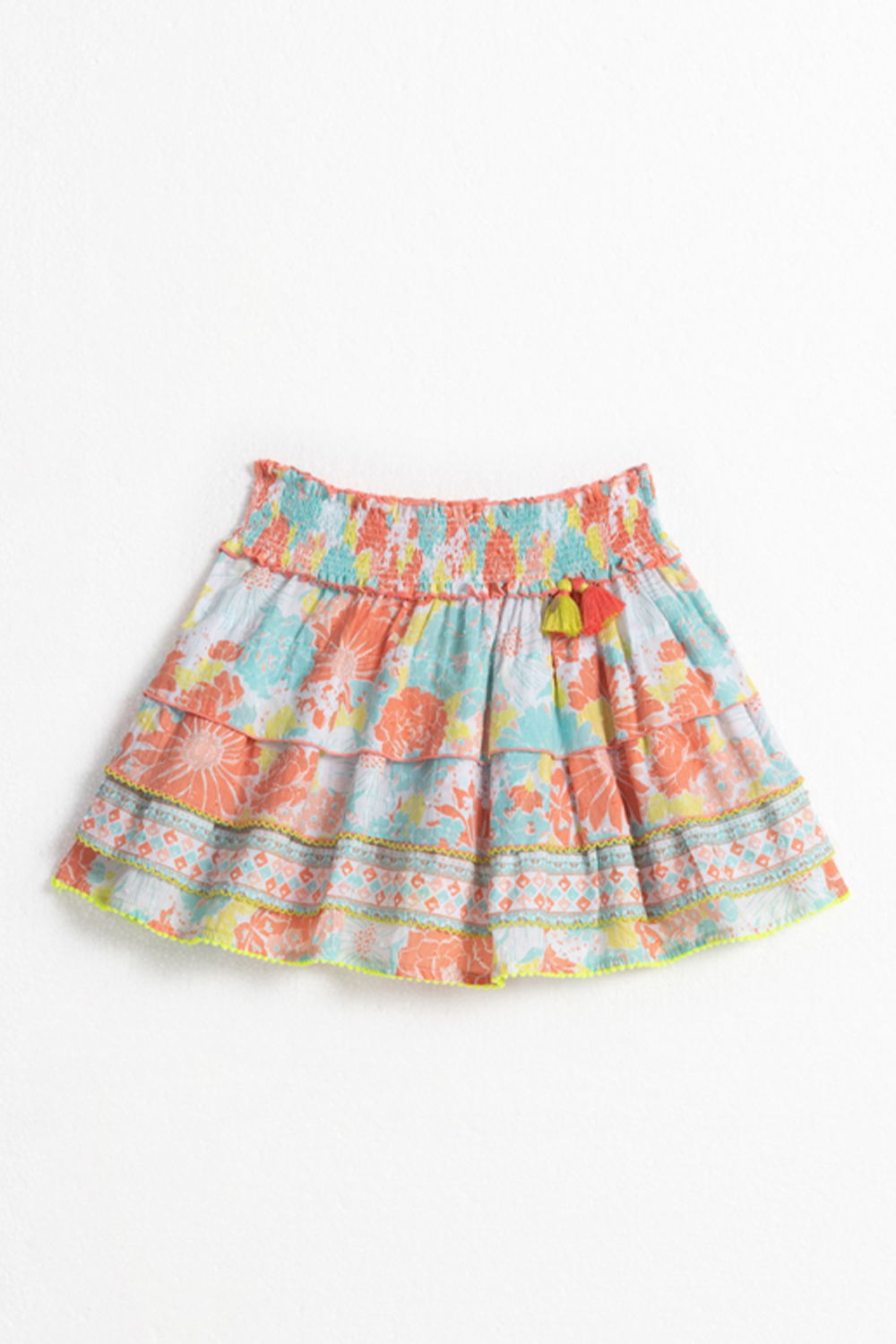 Mini Skirt Ariel Kids Ct Pm Orange Flower Mix Cotton Plumeti