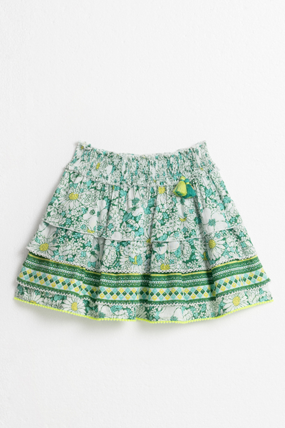 Mini Skirt Ariel Kids V Green Mid 70's Garden Viscose