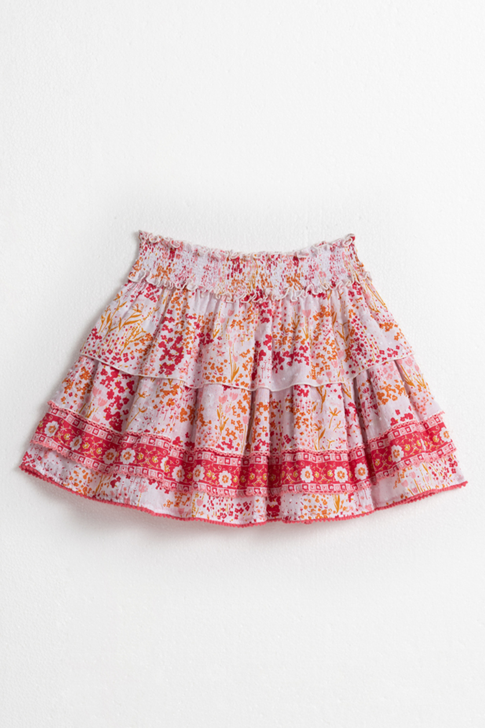 Poupette St Barth - Kids Mini Skirt Ariel - White Pink Tulipe