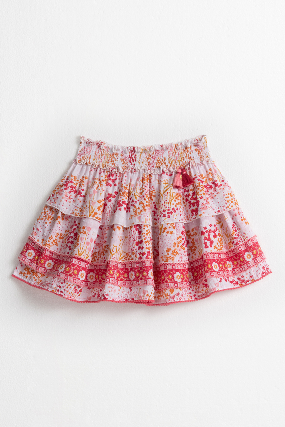 Poupette St Barth - Kids Mini Skirt Ariel - White Pink Tulipe