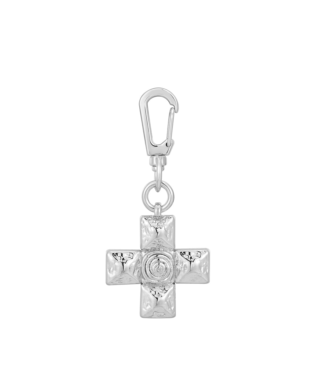 Molten Cross Key Chain- Silver