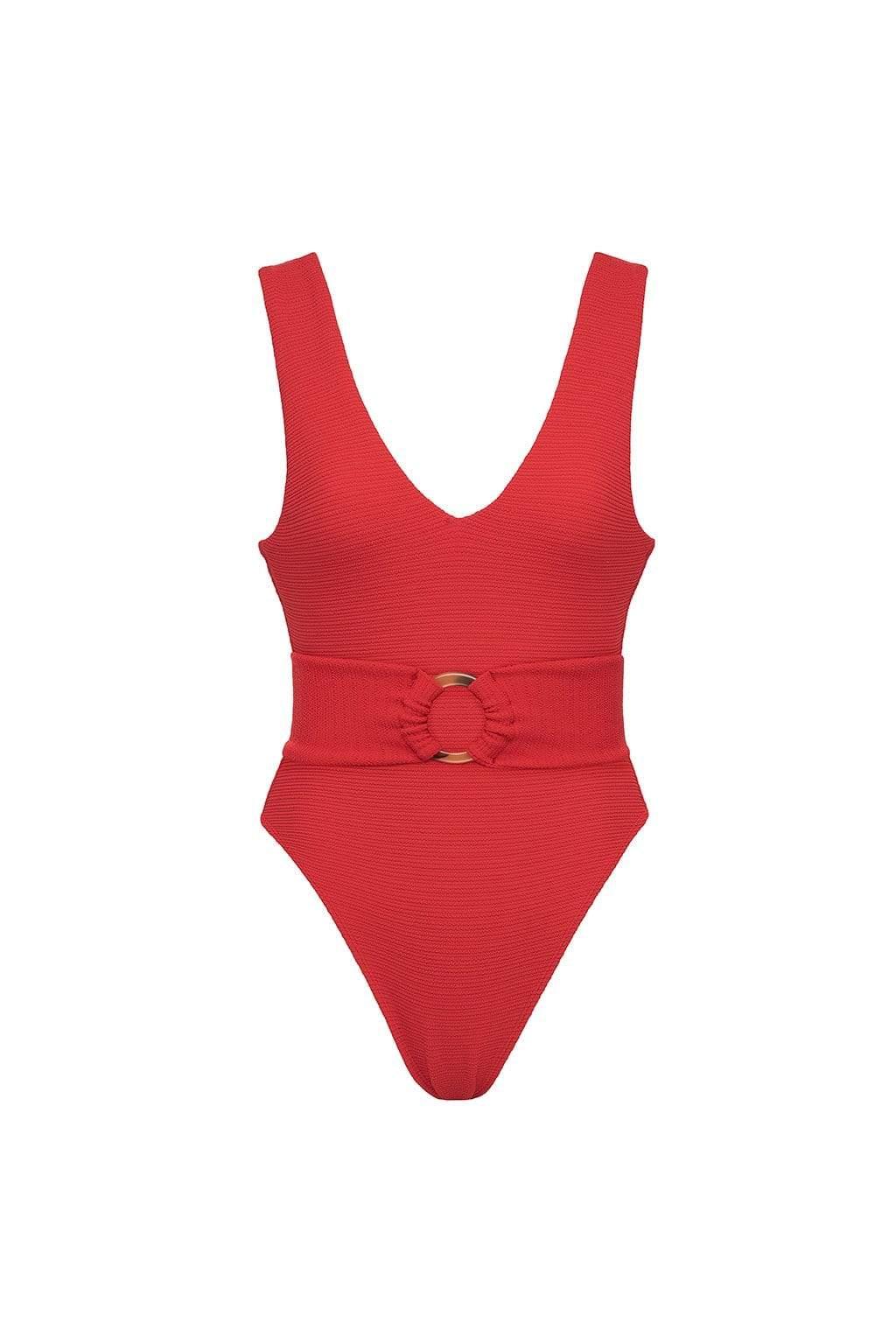Crimson Micro Scrunch Kim One-Piece w/Belt