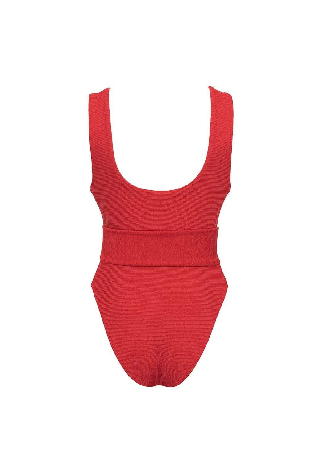 Crimson Micro Scrunch Kim One-Piece w/Belt