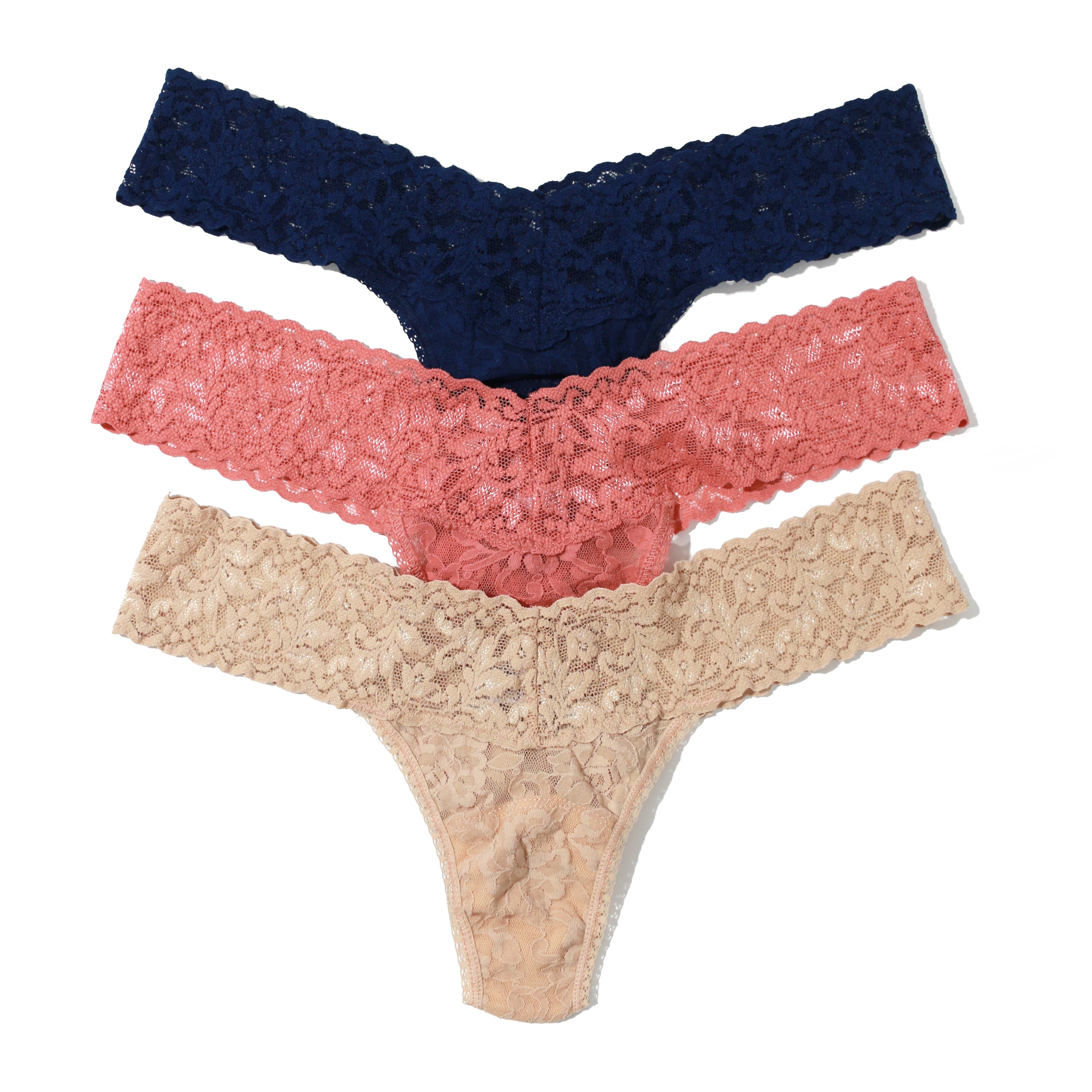 3pack Sig Lace Low Rise Thongs