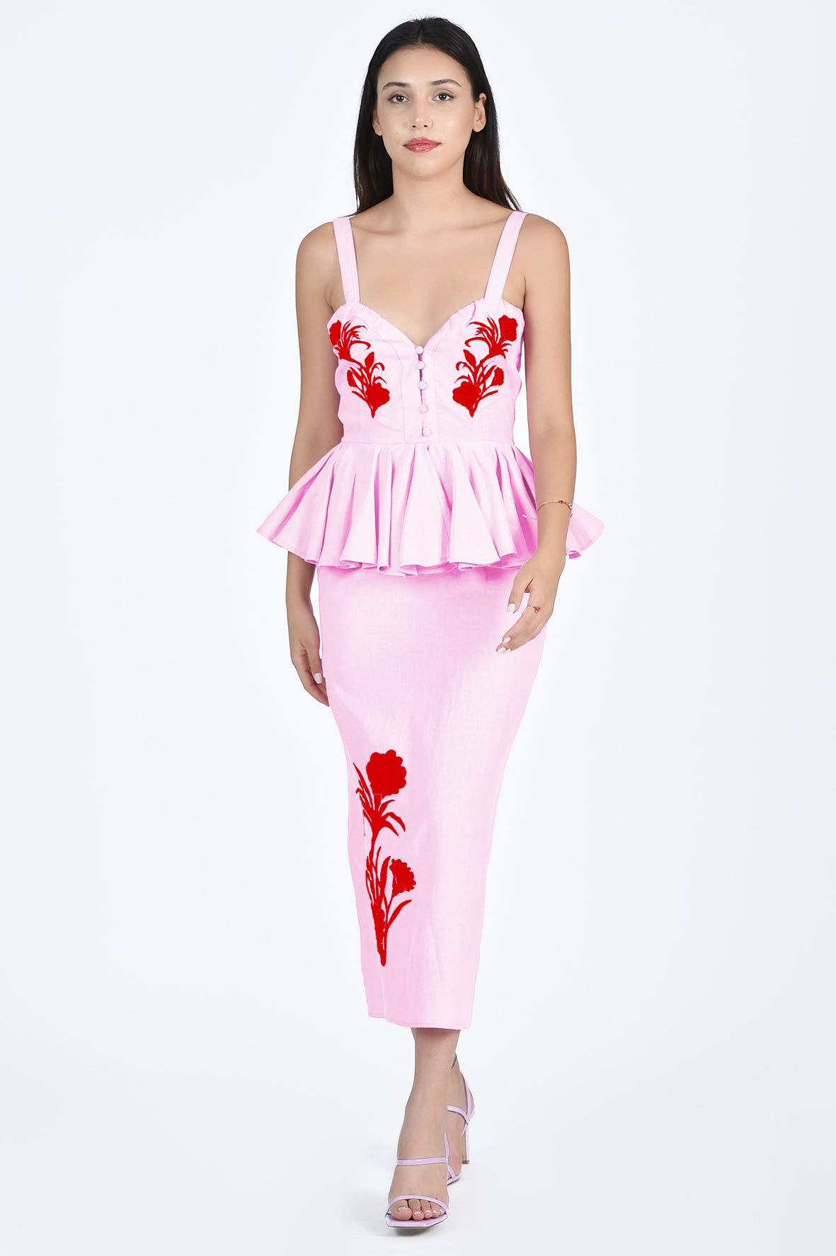 Noemine | Light Pink (Red Embroidery)
