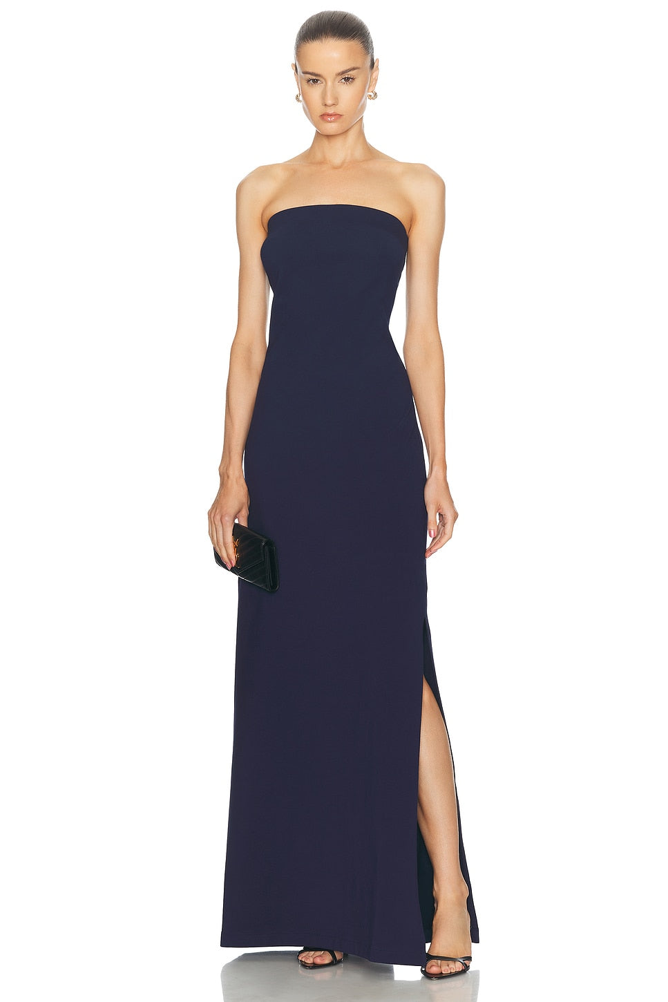 Strapless Tailored Terry Side Slit Gown - Norma Kamali