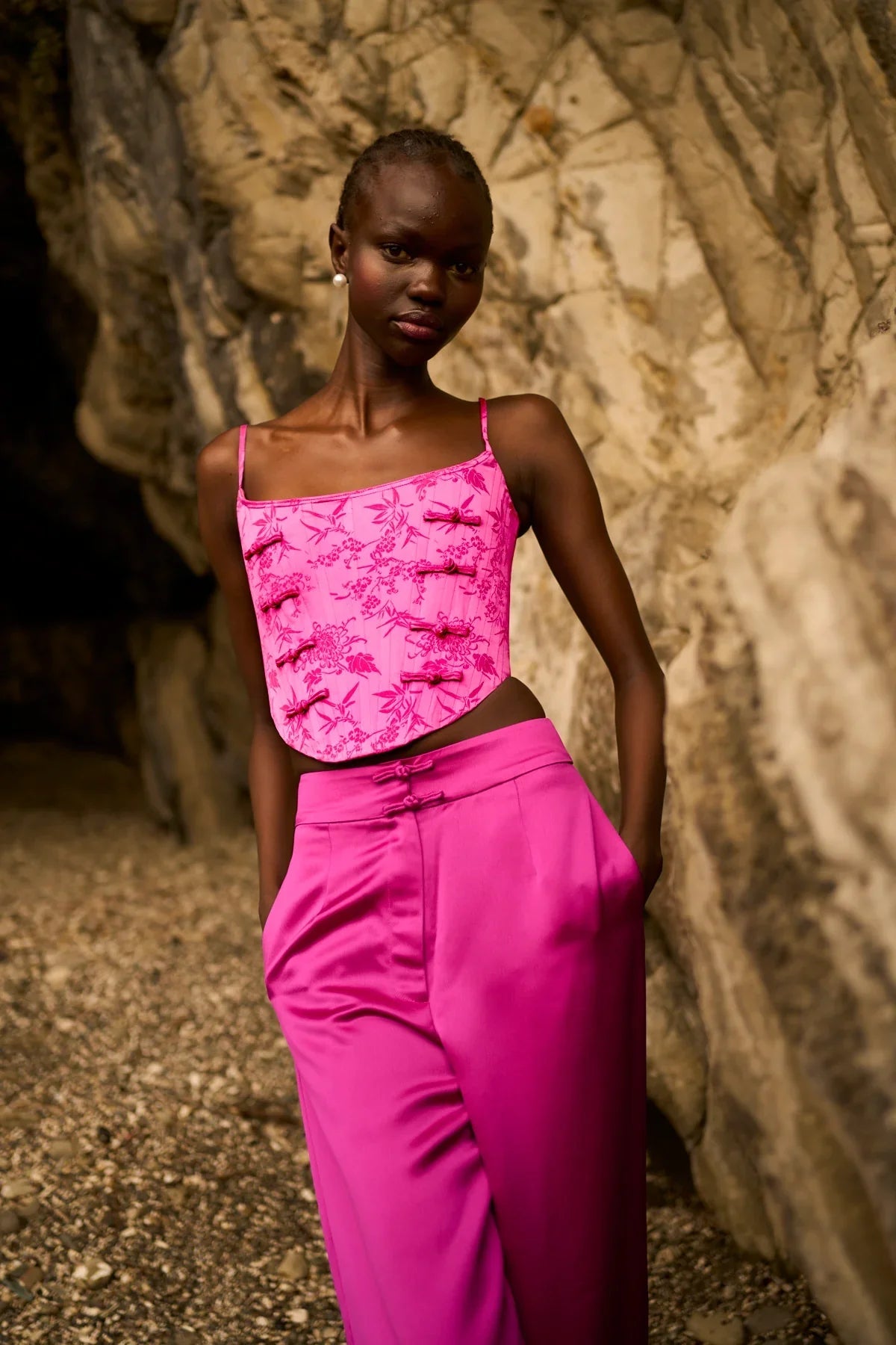 Nadia Corset Top - Magenta Pink