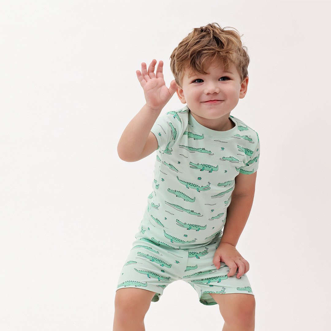 Two Piece PJ SS/ Shorts  Crocodiles