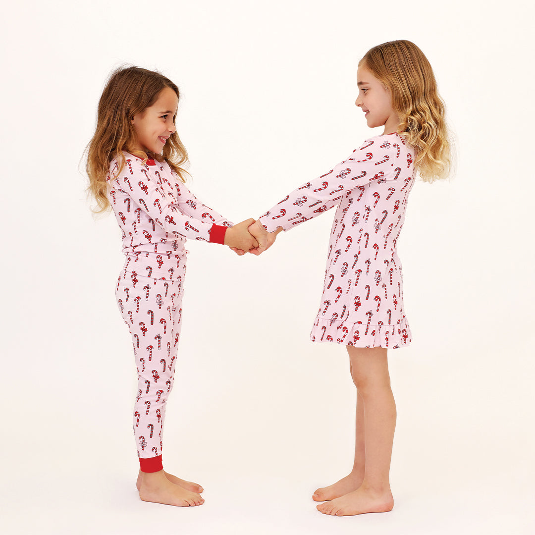 Two Piece Pj Pink Candy Canes