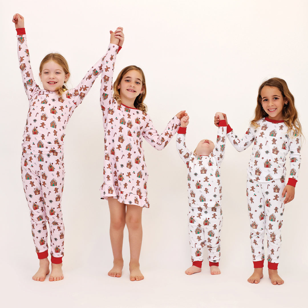 Two Piece Pj Pink Gingerbread World