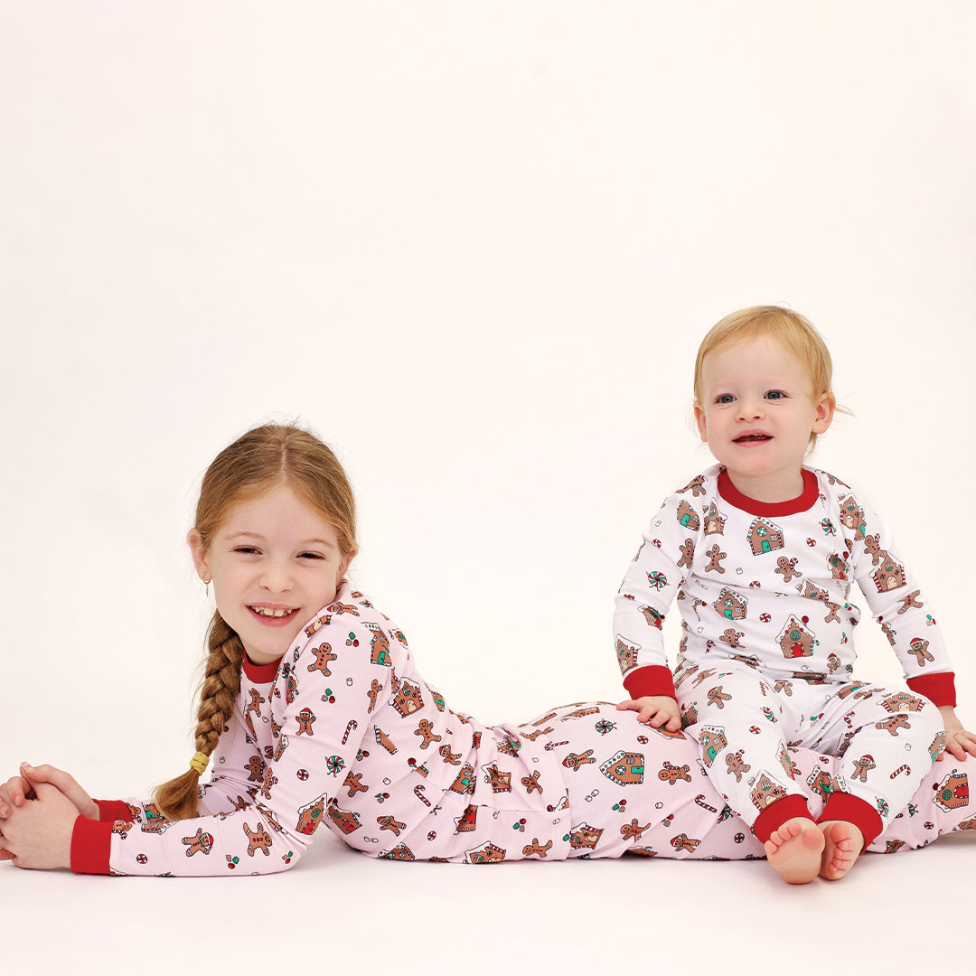 Two Piece Pj Pink Gingerbread World