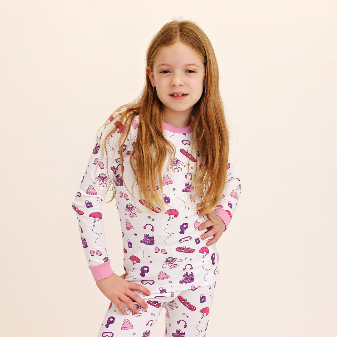 Two Piece PJ  Hit The Slopes Pink
