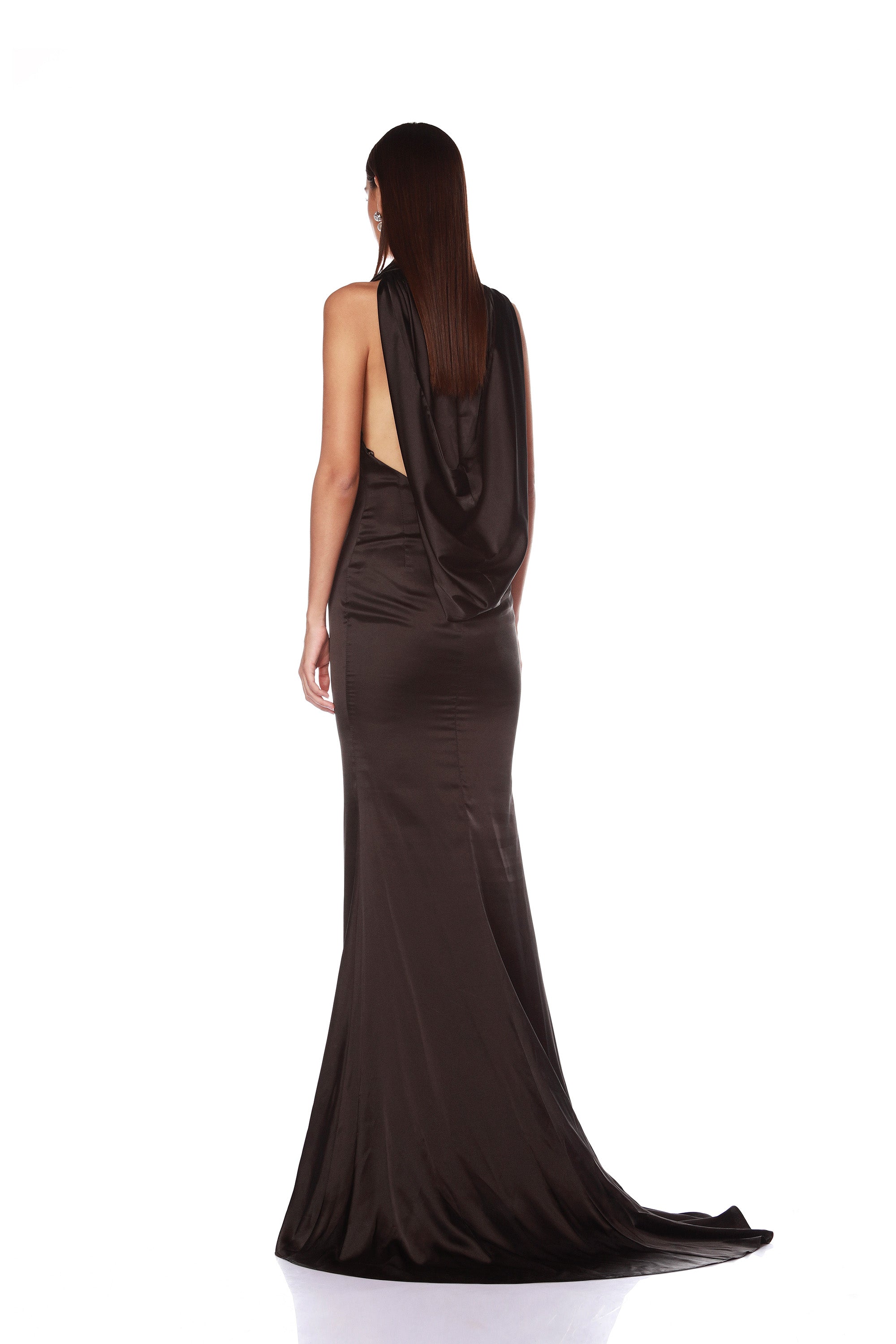 Olivia Noir Hooded Gown