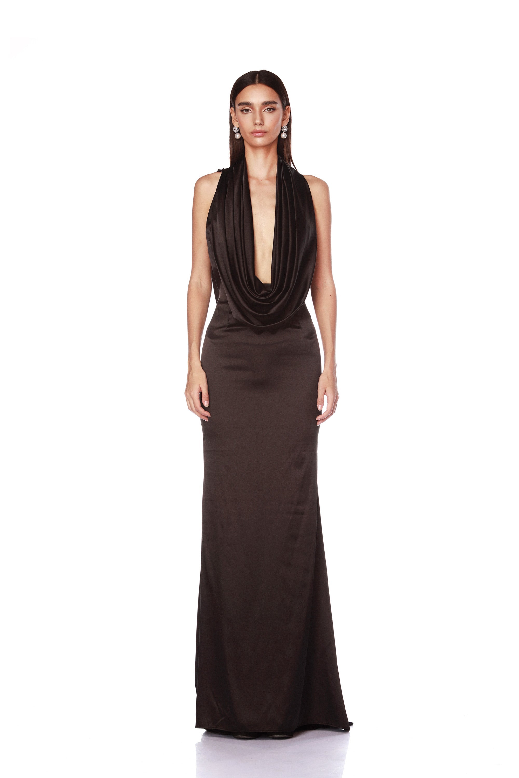 Olivia Noir Hooded Gown