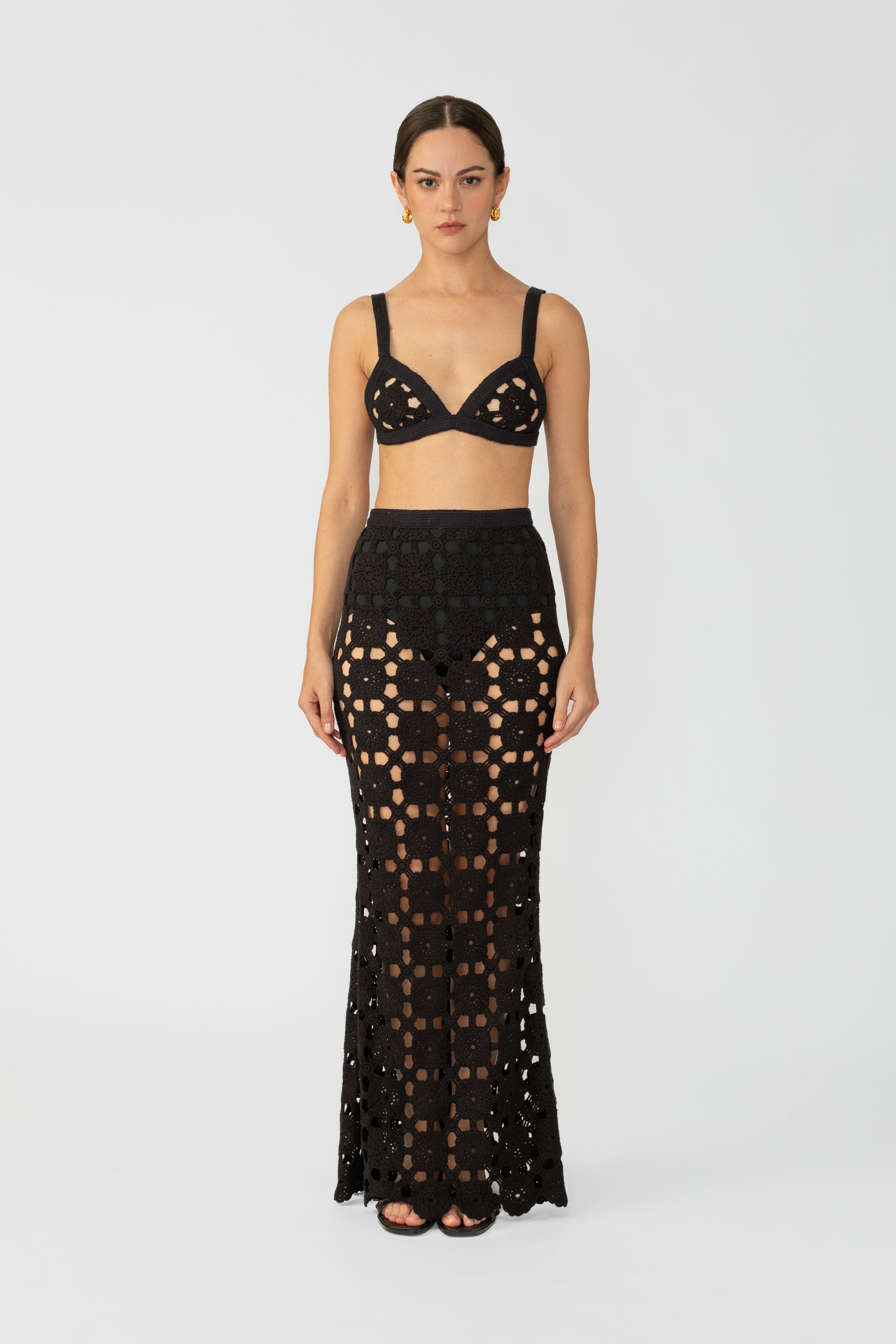 Myko Crochet Skirt - Black