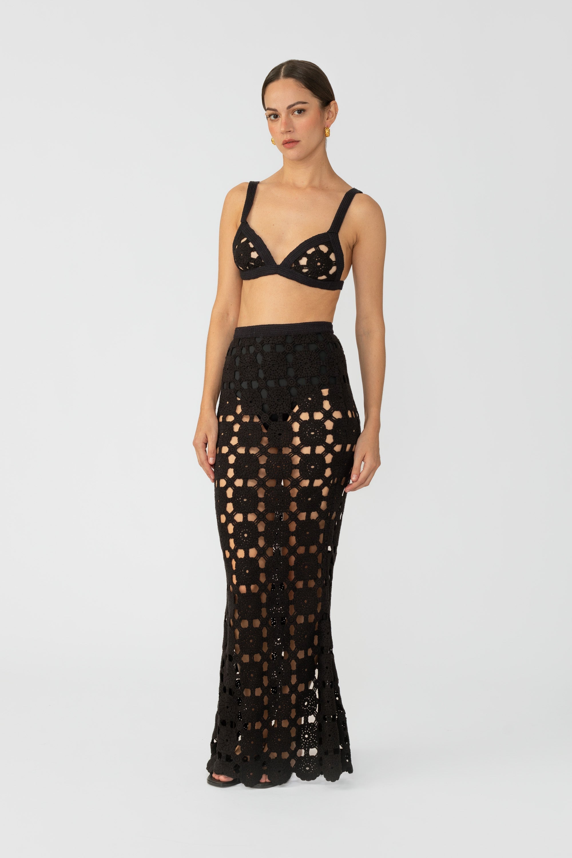 Myko Crochet Skirt - Black