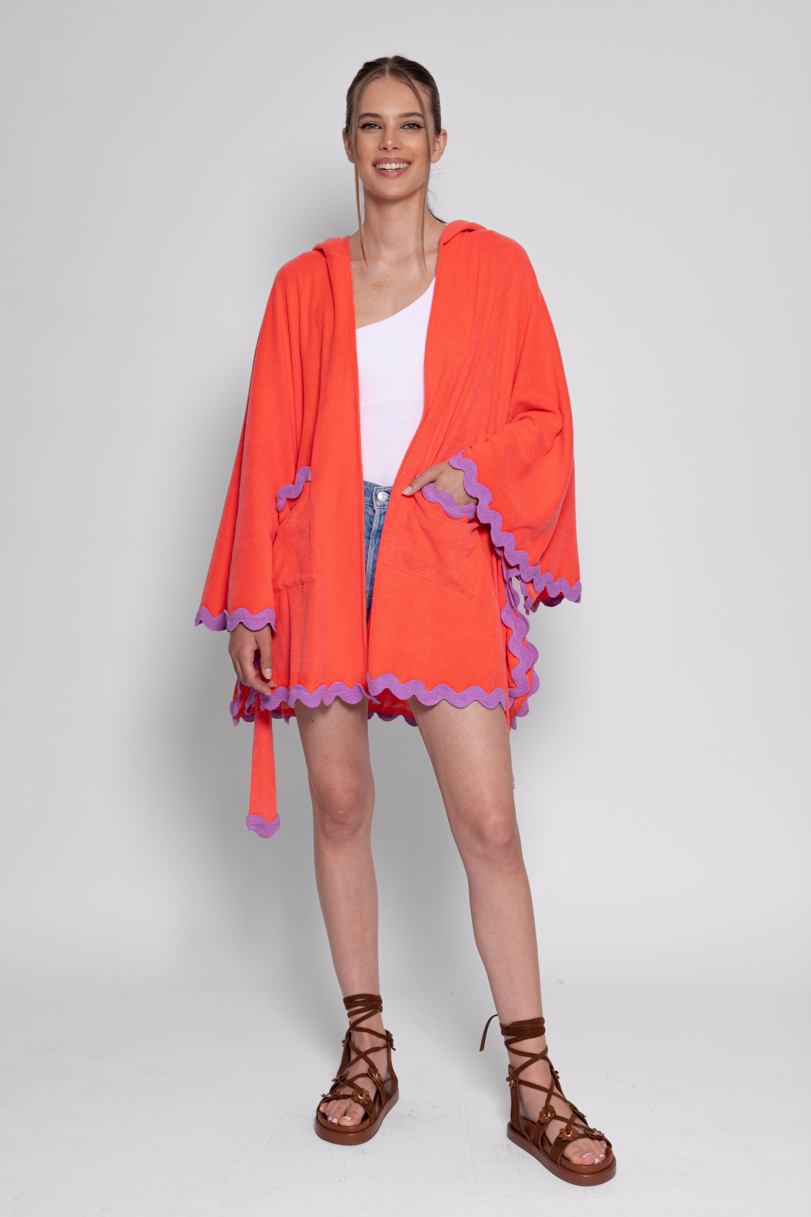 PAOLA COVER UP TERRY NEON CORAL