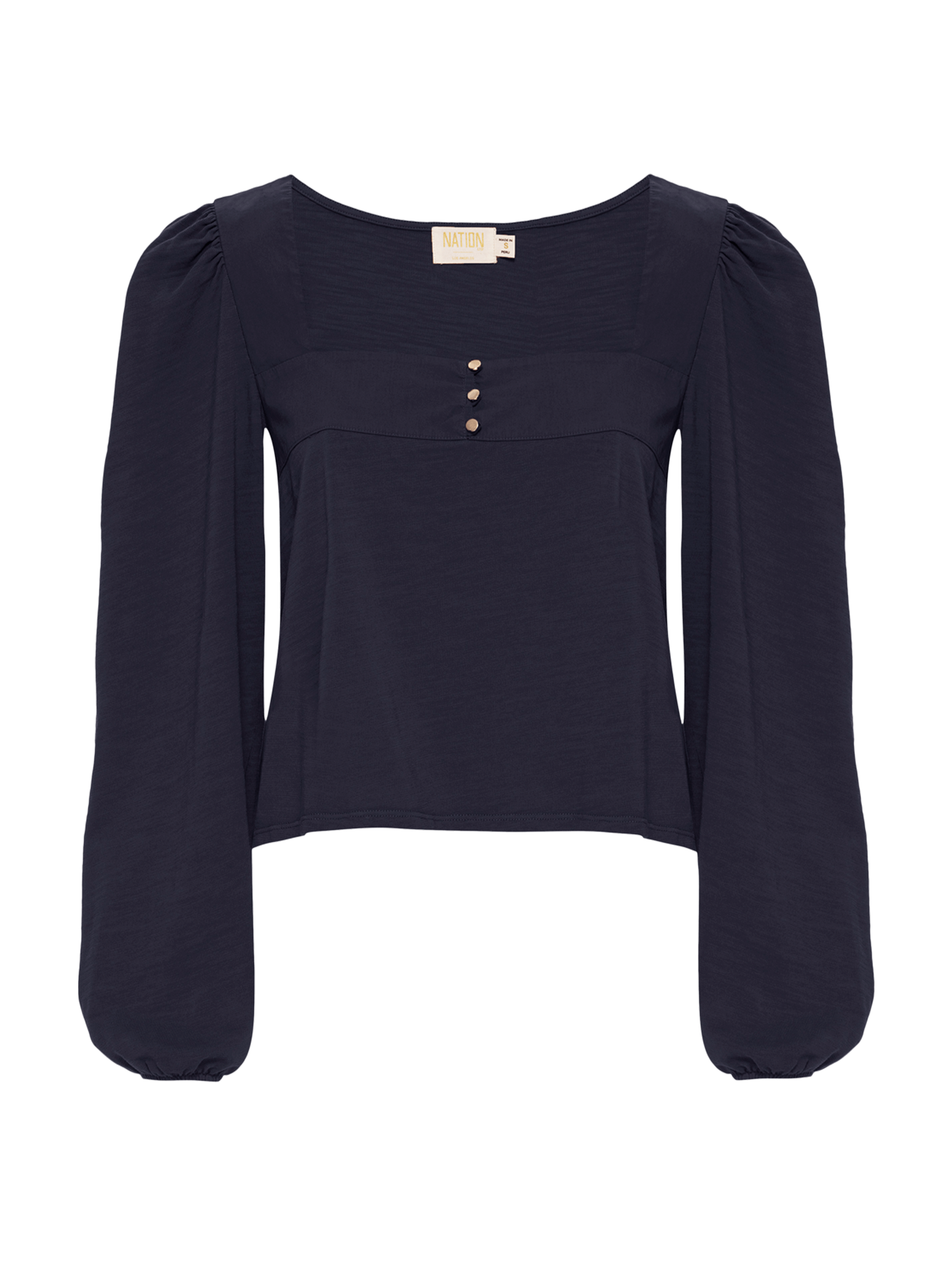 NATION LTD Pascale Square Neck Puff Sleeve Top