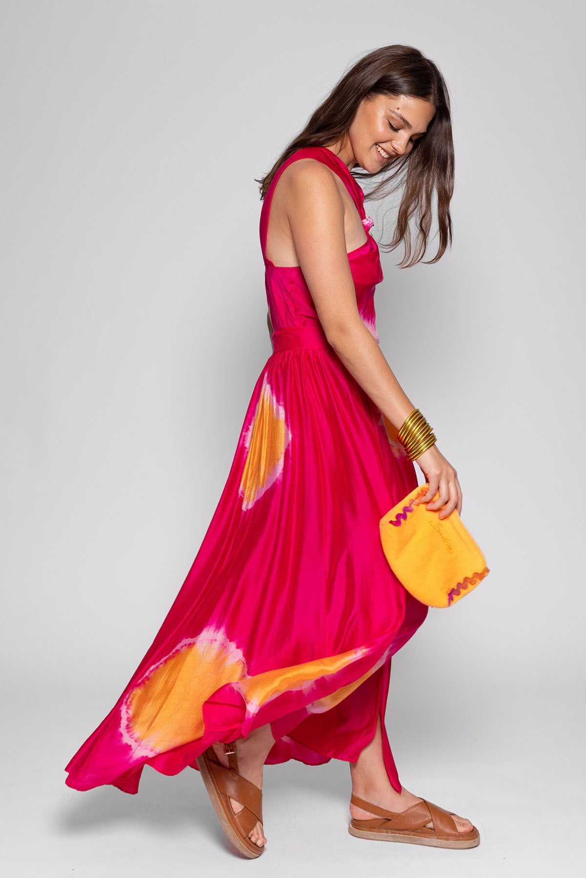 PAULETTE SKIRT TIE & DYE FUCHSIA AND YELLOW