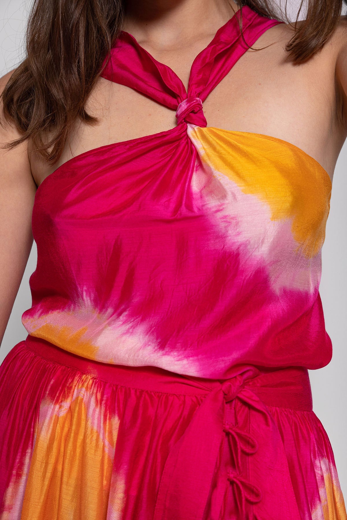 PAULETTE TOP TIE & DYE FUCHSIA AND YELLOW