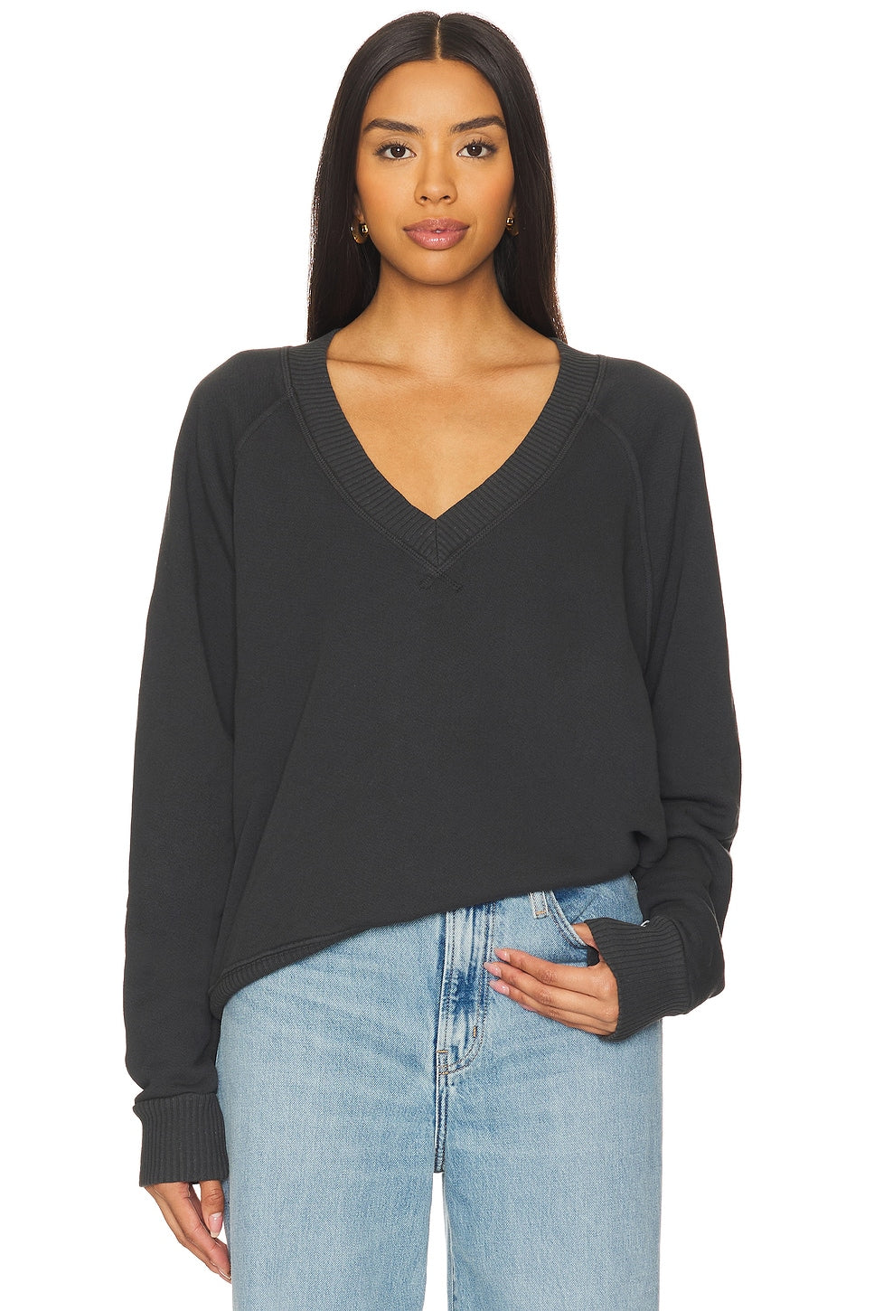 T174 - Dakota - Fleece Long Sleeve V Neck Sweatshirt