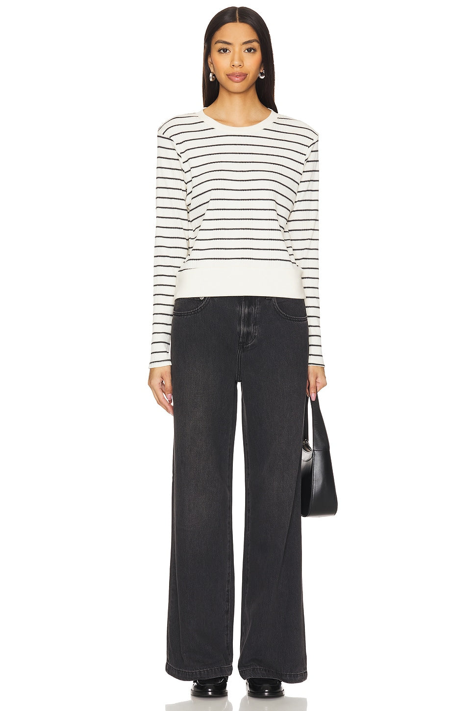 T220 - Stef - Rib Striped Long Sleeve Boxy Tee