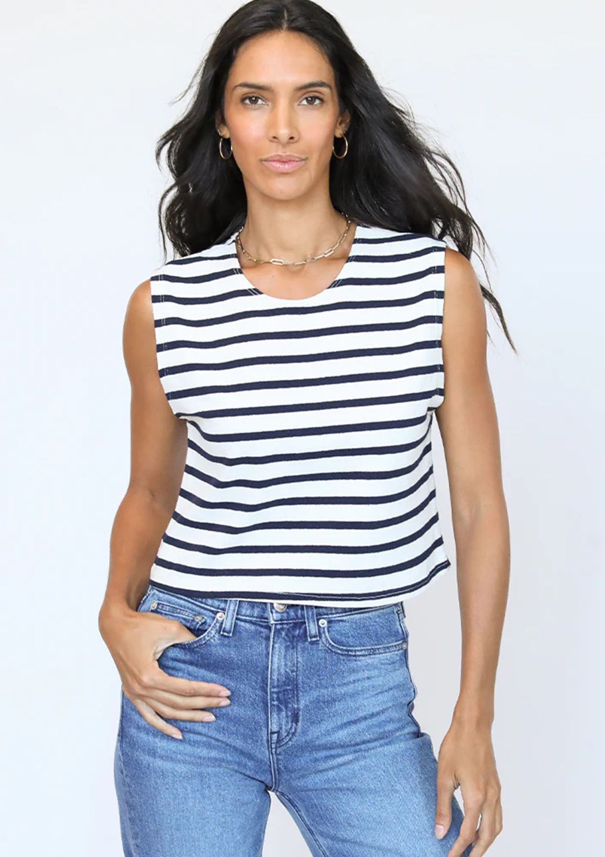 T135-KASEY | Striped Recycled Cotton Muscle Tank